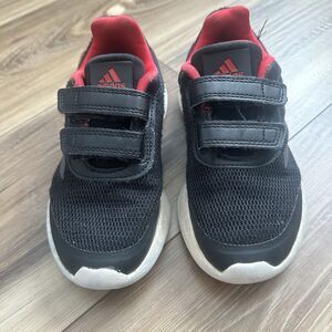Adidas Kids Tensaur Run Sneaker Size 11K Black Red Hook And Loop
